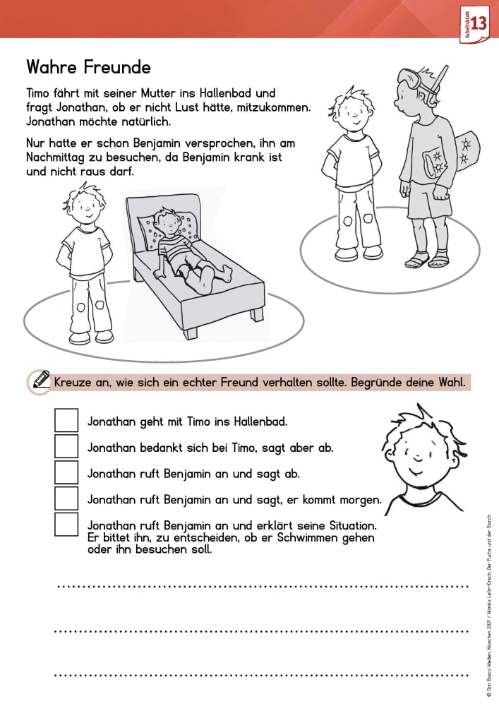 Arbeitsmaterial Grundschule. Fabeln für den Deutschunterricht: Der Fuchs und der Storch