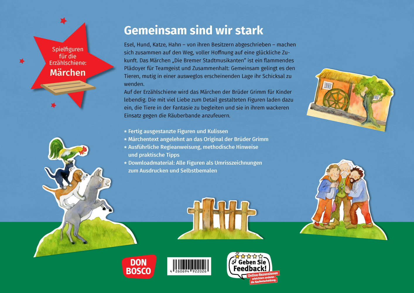 Die Bremer Stadtmusikanten. Erzählschienen-Figurenset