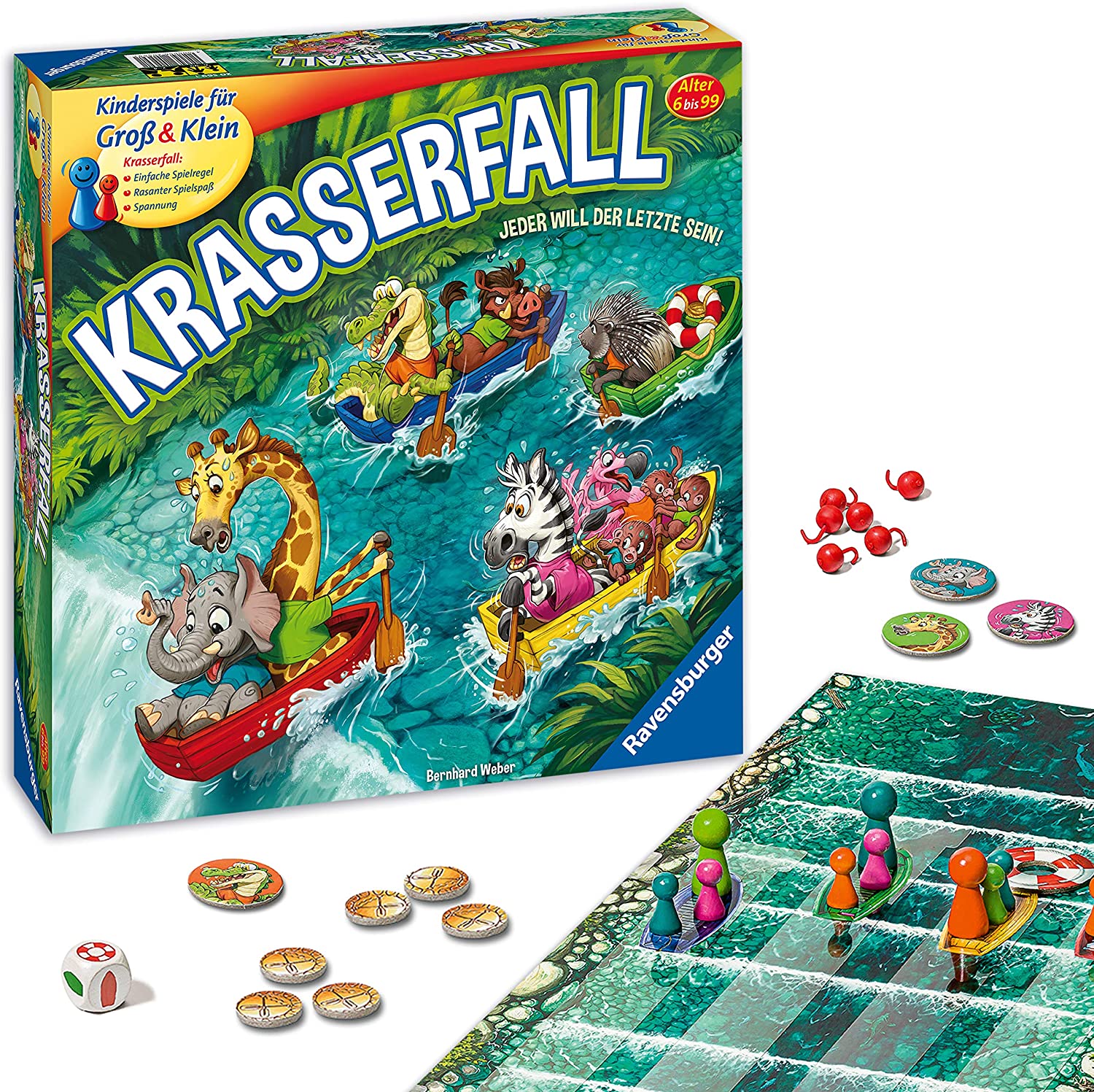 Ravensburger 20569 - Krasserfall - rasantes Brettspiel für Familien und Kinder - Wettkampf für 2 bis 4 Spieler, Gesellschaftsspiel ab 6 Jahren