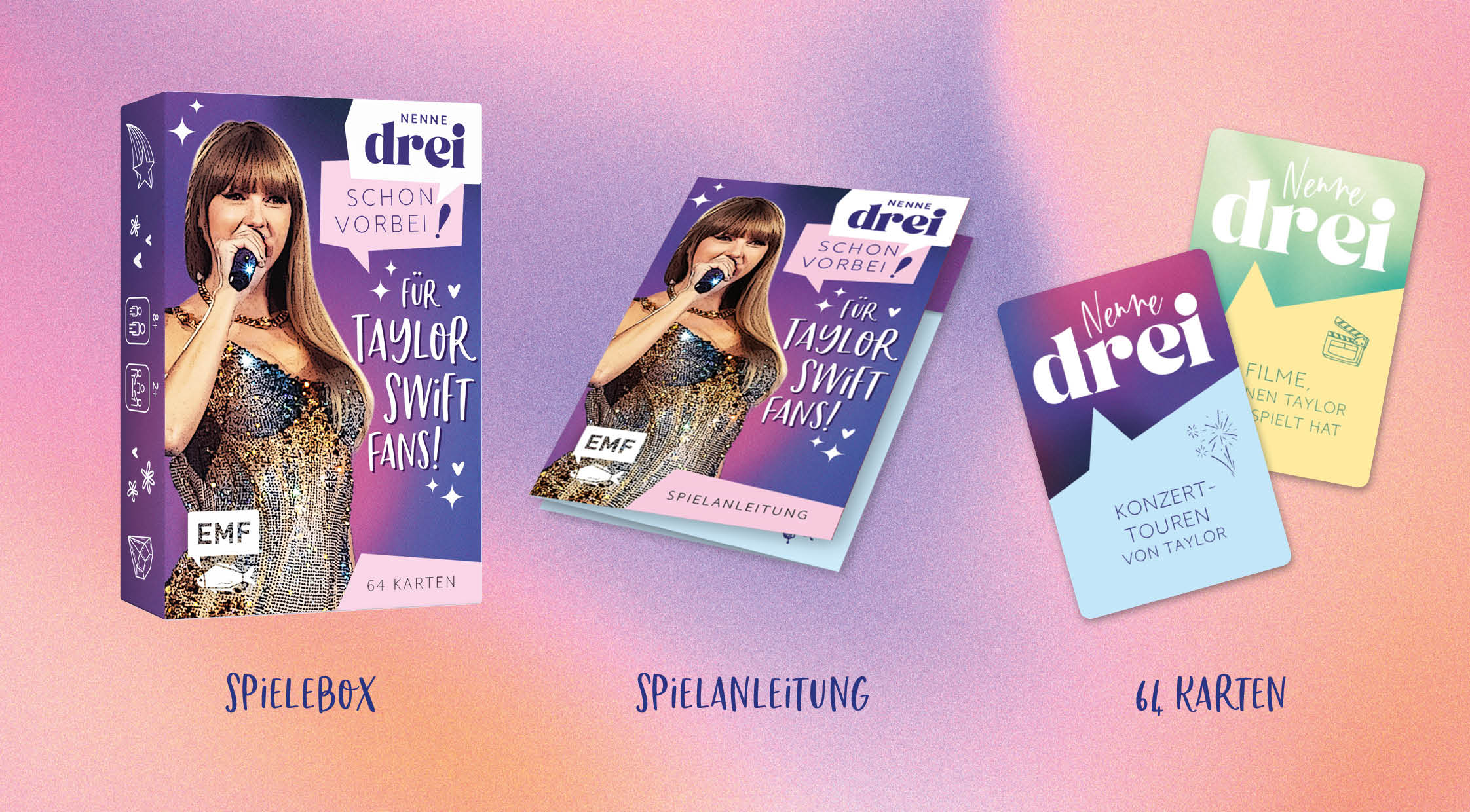 Kartenspiel: Nenne drei – schon vorbei! ... für Taylor Swift-Fans! Kartenspiel: Nenne drei – schon vorbei! ... für Taylor Swift-Fans!