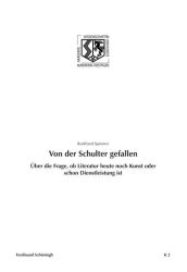 Von der Schulter gefallen. Über die Frage, ob Literatur heute noch Kunst oder schon Dienstleistung ist