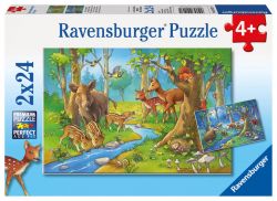 Ravensburger Kinderpuzzle - 09117 Tiere des Waldes - Puzzle für Kinder ab 4 Jahren, mit 2x24 Teilen