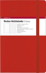 Alpha Edition - Wochen Notizkalender groß Red 2025 Taschenkalender, 13x21cm, Kalender mit 208 Seiten, Überblick von 18 Monaten, Leseband und Elastik-Verschlussband und Kalendarium DE/GB