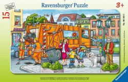 Ravensburger Kinderpuzzle - 06162 Unterwegs mit der Müllabfuhr - Rahmenpuzzle für Kinder ab 3 Jahren, mit 15 Teilen